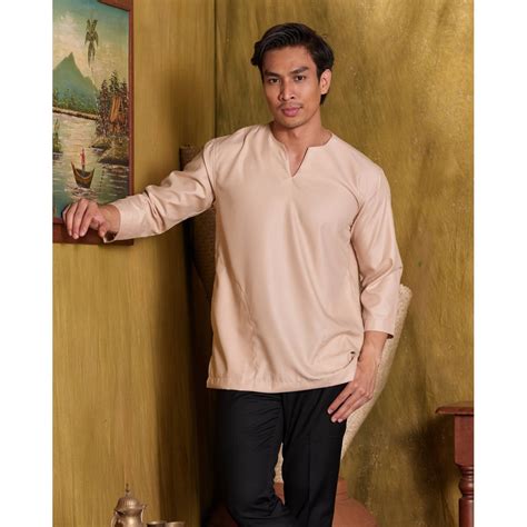 KURTA FAHMI V NECK 3 4 SLEEVES NUDE BROWN LIMITED EDITION Shopee Malaysia