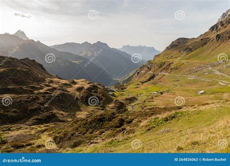 Incredible Beautiful Mountain Panorama View At The Klausenpass In