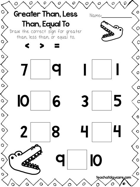 30 Printable Greater Than Less Than Equal To Works Made By Teachers