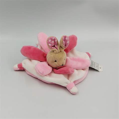 Doudou Et Compagnie Plat Lapin Blanc Rose Mini Collector