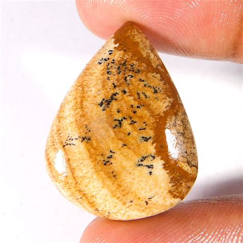 Cts Natural Unique Picture Jasper Pear Cabochon Loose