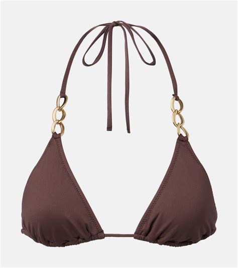 Chain Detail Bikini Top In Brown Melissa Odabash Mytheresa