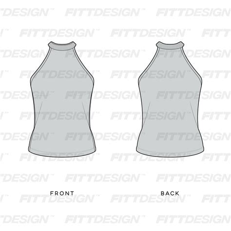 Ladies Halter Neckline Relaxed Tank Top Tech Pack Techpacktemplate