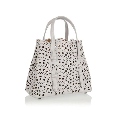 Mina Small Laser Cut Leather Tote Luisa World