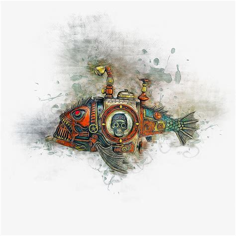 Steampunk Fish Drawing By Ian Mitchell Fine Art America