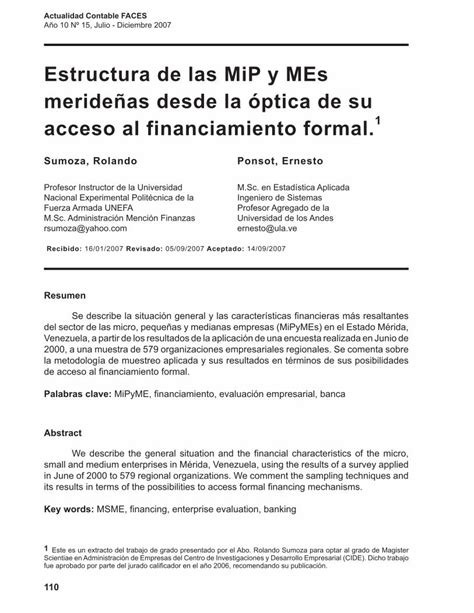 PDF Estructura de las MiP y MEs merideñas desde la óptica de su