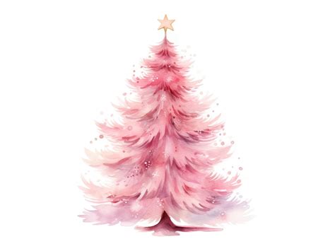 Pink Christmas Tree Clipart, Christmas Clipart, Jpgs, Instant Digital ...