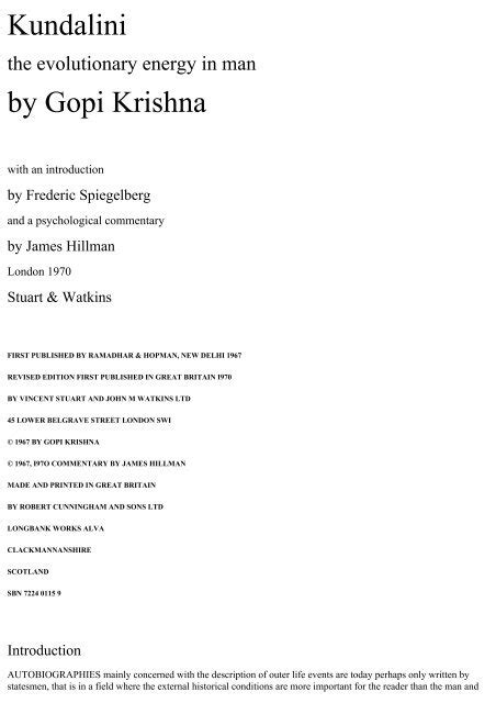 Gopi Krishna - Kundalini Awakening Systems 1