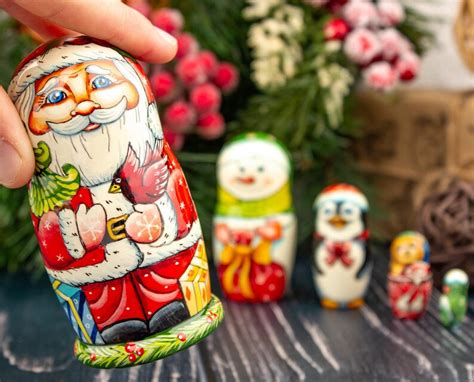 Santa Nesting Dolls Russian Nesting Dolls Christmas Matryoshka Etsy