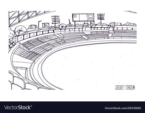 Freehand Sketch Cricket Stadium With Rows Of Vector Image