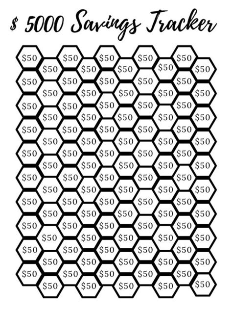 5 000 Savings Challenge Chart Printable