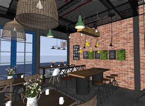 Coffee Shop Free Sketchup Interior Scene