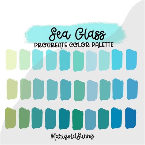 Sea Glass Procreate Color Palette, Color Swatches, iPad Procreate Tools ...