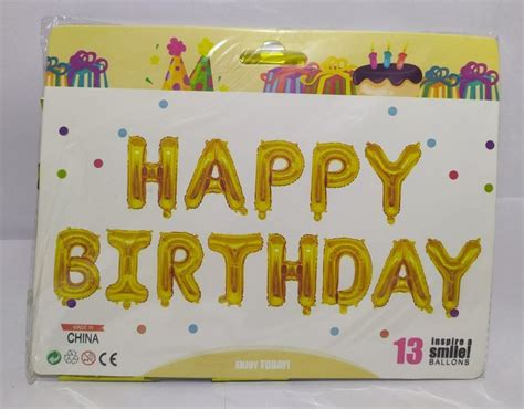 Golden Helium Happy Birthday Foil Balloon Packaging Type Packet Size