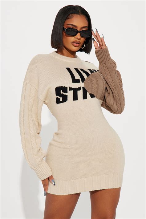 Imagine Sweater Mini Dress Ivory Combo Fashion Nova Dresses