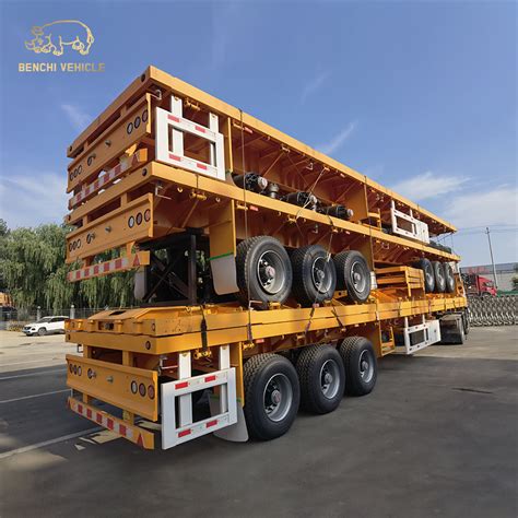 3 Axles 40FT Container Transport Flat Platform Flatbed Semi Trailer