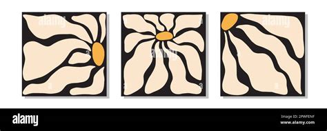 Hand Drawn Organic Cut Out Flowers In Modern Style Abstract Square