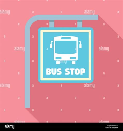 Bus Stop Sign Icon Flat Illustration Of Bus Stop Sign Vector Icon For