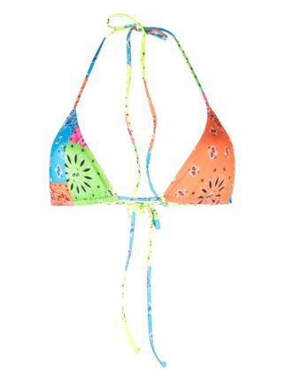 Mc Saint Barth Leah Bandana Print Bikini Top Farfetch