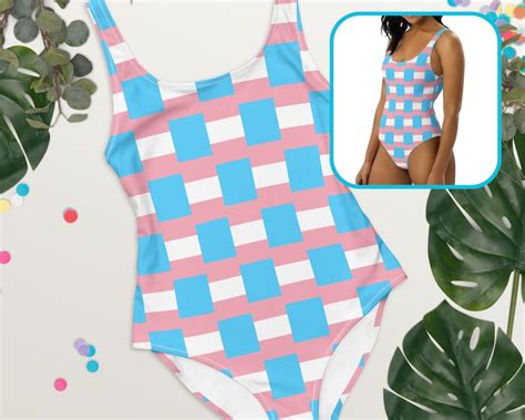 Transgender Swimsuit One Piece Subtle Trans Pride Bathing Etsy