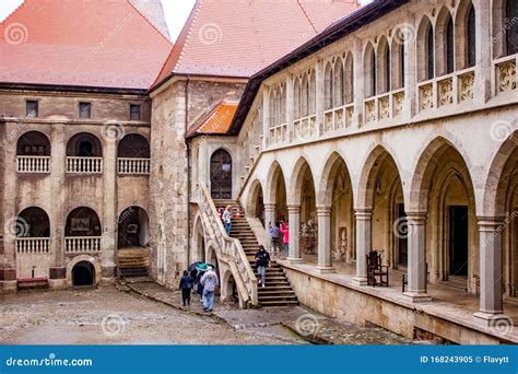 Corvin Castle - Interior Courtyard View , Hunedoara, Romania Editorial ...