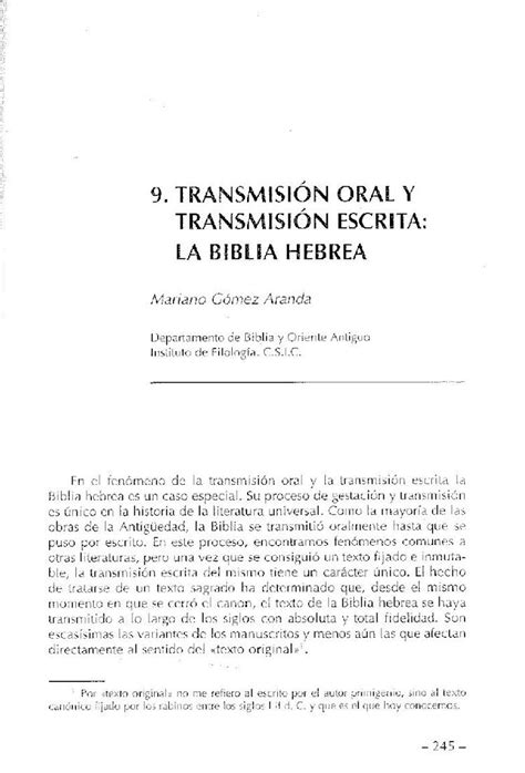 PDF 9 TRANSMISI N ORAL Y TRANSMISI N ESCRITA LA Digital Csic Es