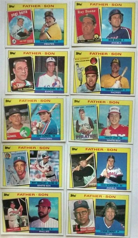 Lot 10 Topps 1985 Father And Son Baseball Card Inserts 30 Year Old