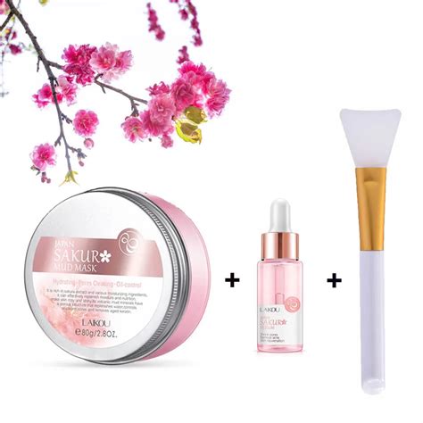 Sakura face care conjunto sakura máscara de lama essência soro para