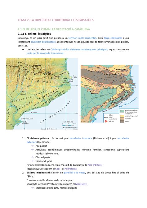 Tema Geografia Tema La Diversitat Territorial I Els Paisatges