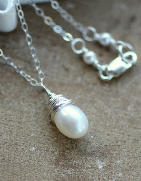 Pearl Necklace Silver Pearl Necklace Pearl Wedding Necklace | Etsy