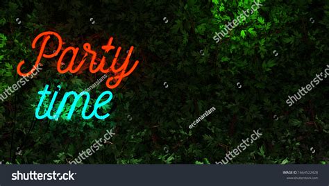 Party Time Neon Sign Mockup Free Stock Illustration 1664522428