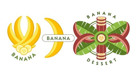 Premium Vector Set Of Logos Emblems Badges With Yellow Red Bananas