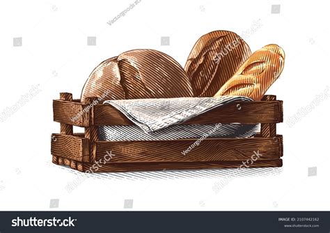 Colorful Bread Composition Basket Hand Drawing Stock Vector (Royalty ...