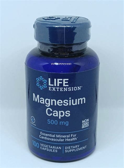 Life Extension Magnesium Caps 500mg 100 Vege Caps Health