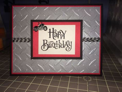 Masculine birthday card. Motorcycle brad and steel plate embossing folder Masculine Birthday ...