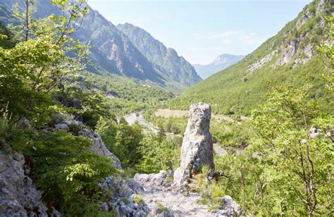 The Scenic Hike To Theth Waterfall and the Blue Eye Spring in Theth, Albania Stock Photo - Image ...