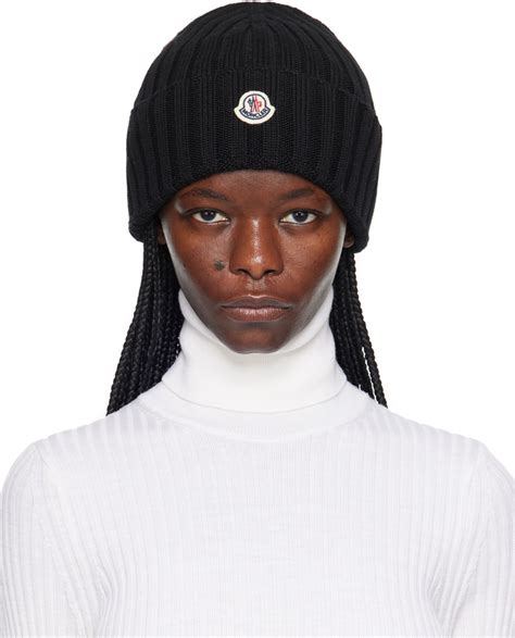 Moncler Black Patch Beanie Ssense