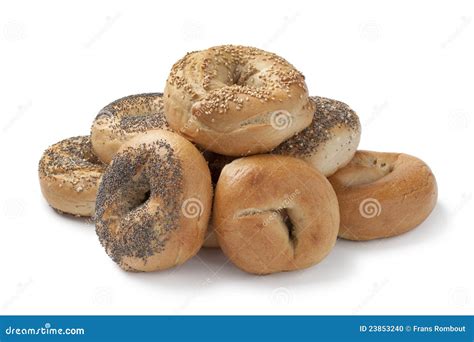 Fresh assorted bagels stock photo. Image of seed, pile - 23853240