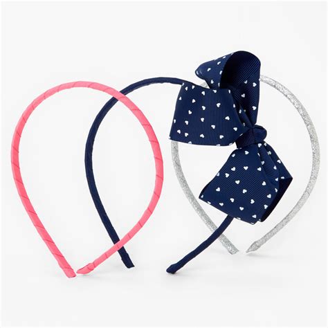 Claires Club Heart Polka Dot Loopy Headbands 3 Pack Claires Us