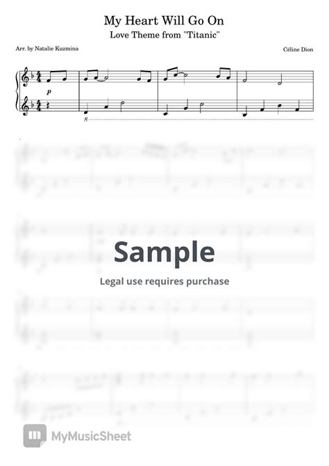 Celine Dion My Heart Will Go On Titanic Ost Sheets By Natalie Kuzmina