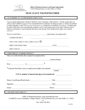 Fillable Online Hr Fhda Edu Sick Leave Transfer Form FillableSick Leave