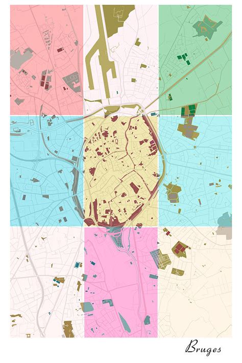 Bruges Belgium City Map Pop Art 001 Digital Art By Dandi Studio Fine