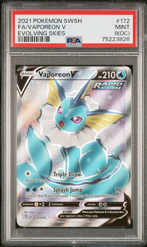 Psa 9 Oc Vaporeon V 172 Pokemon Sword And Shield Evolving Skies Rare O