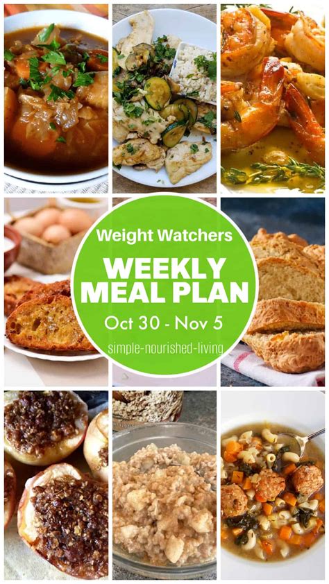 WeightWatchers Weekly Meal Plan Oct 30 Nov 5 Simple Nourished Living