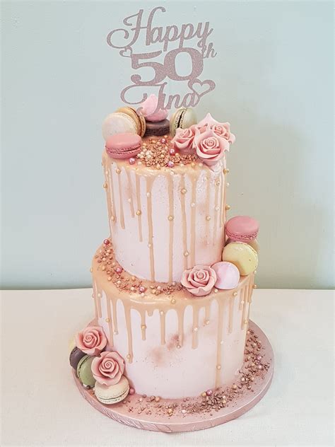 Vintage Rose Gold Drip Cake