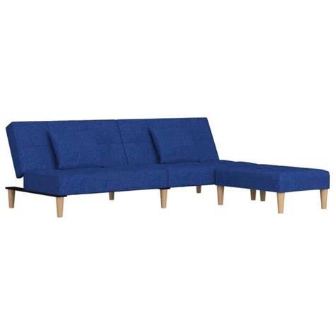 Canap Lit Places Et Deux Oreillers Repose Pied Bleu Tissu