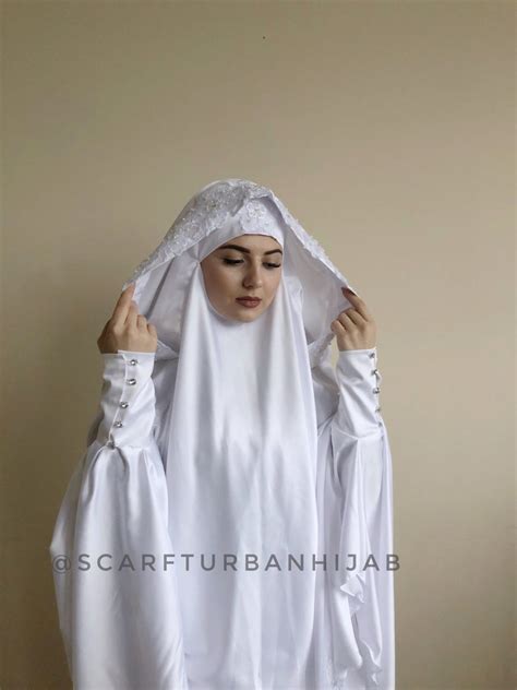 White Muslim Wedding Suit Bridal Silk Jilbab White Khimar Etsy