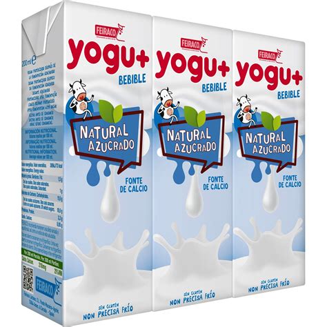 Yogu yogur líquido natural azucarado pack 3 unidades 200 g FEIRACO