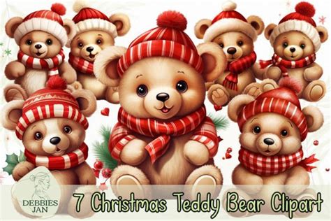 Christmas Teddy Bear Clipart Graphic By Debbieesjan · Creative Fabrica