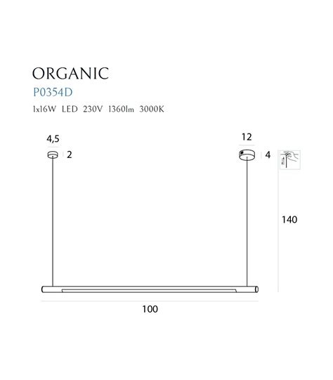 Lampa wisząca ORGANIC HORIZON 100 cm czarna ściemnialna